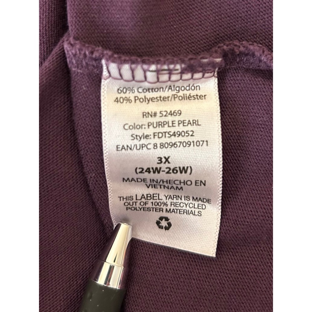 NWT Terra & Sky Womens Plus 3X Purple Pearl Long Sleeve V-Neck Super Soft Tee - Picture 7 of 7